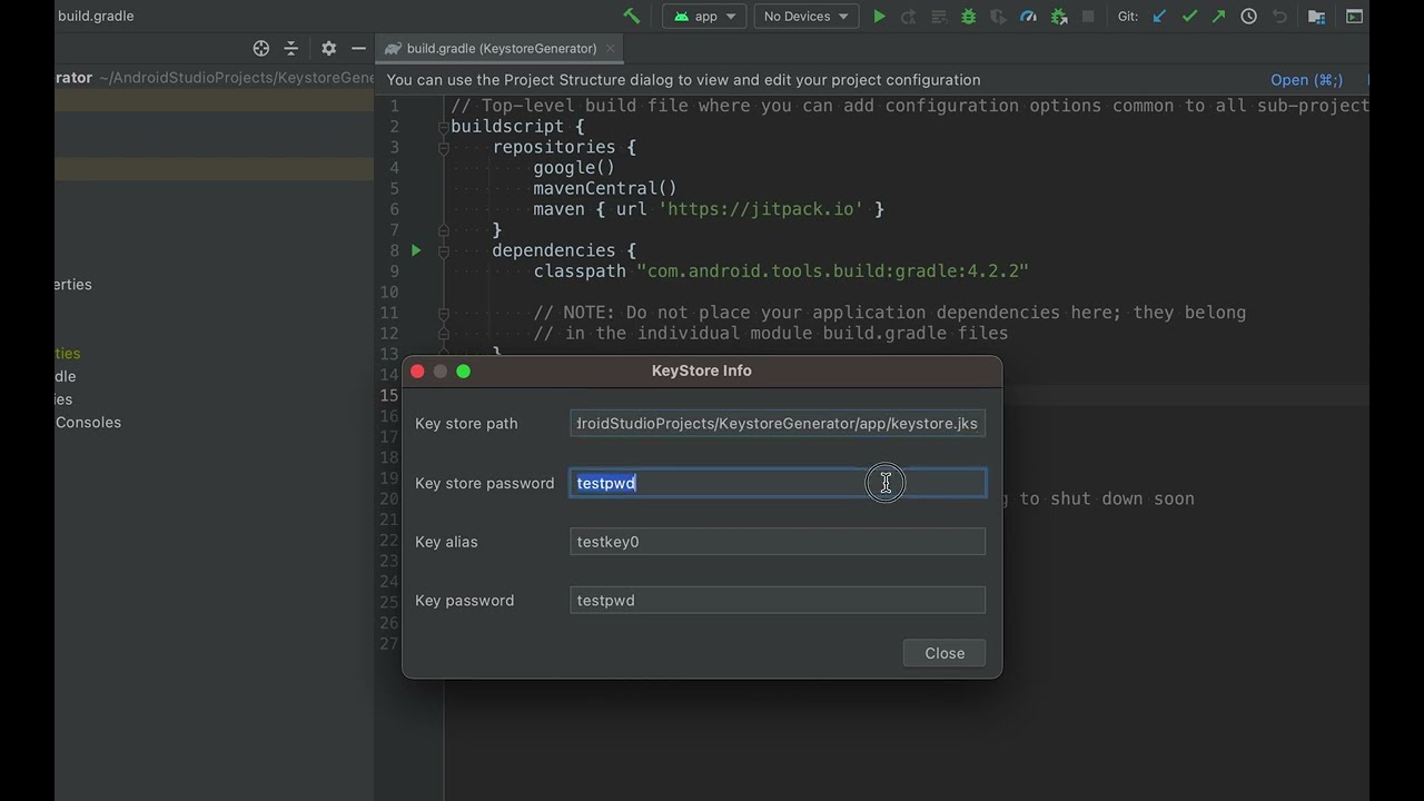 Restore Key store password Video
