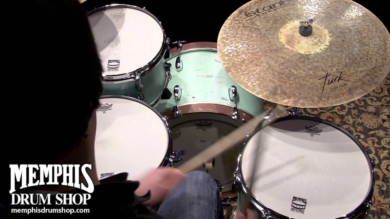 C&C Custom African Mahogany/Poplar/African Mahogany Drum Set 20/12/14/14 - Crackle Teal