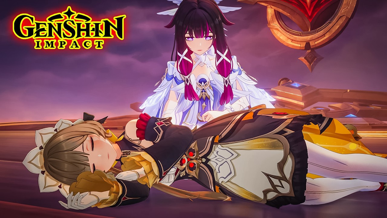 Aether Traveler & Columbina Vs Dottore Cinematic Cutscene in Genshin Impact 6.3 Luna IV Nod Krai
