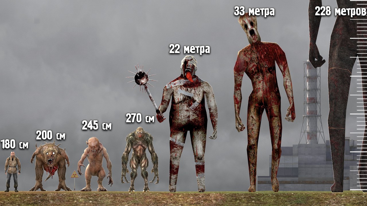 Сравнение крупнейших Монстров из МОДОВ STALKER