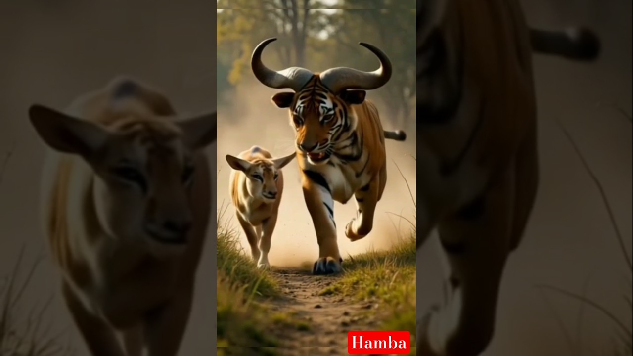 Cow attacks a tiger #shorts #hamba