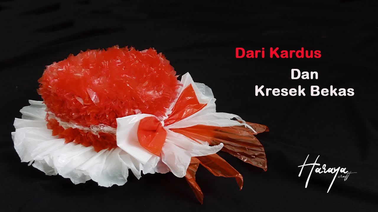 Topi karnaval Merah Putih II Topi dari Kardus bekas dan plastik kresek #topimerahputih #topikardus