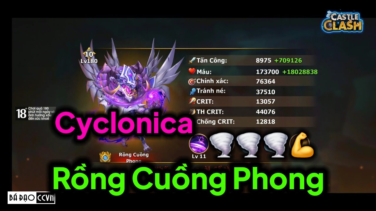 Castle Clash TEST Cyclonica - Rồng Cuồng Phong có Bá Đạo nhất năm 2024 không???