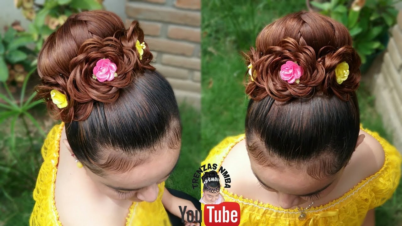 PEINADO ELEGANTE RECOGIDO ALTO F&Aacute;CIL👸|CHONGO O DONA CON FLOR|GRADUACI&Oacute;N BODAS NOVIAS XV 15 A&Ntilde;ERAS