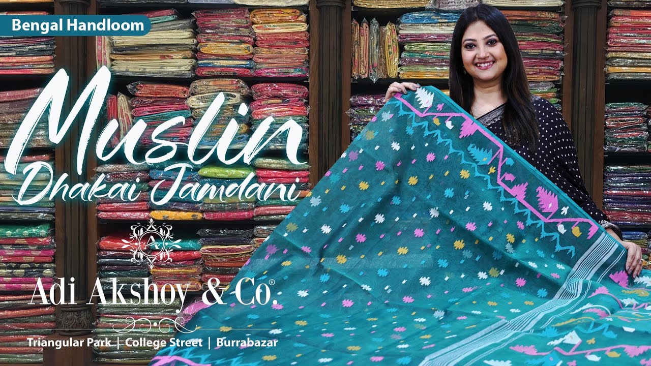Premium Quality Hand Woven Muslin Dhakai Jamdani Saree By Adi Akshoy & Co. #saree #dhakai #jamdani