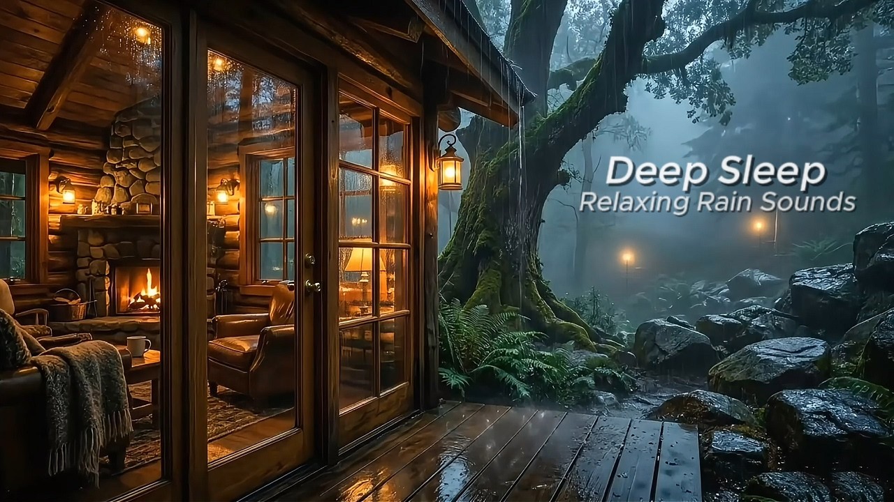 Cozy Cabin in Heavy Rain & Thunder ⚡ 3 Hours Rainstorm Sounds for Deep Sleep, Study & Relax