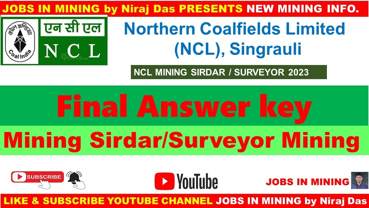 NCL Final Answer Key for Mining Sirdar/ Surveyor (Mining)