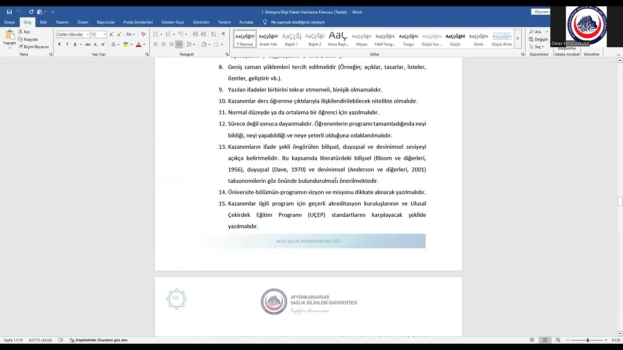 2  Program Kazanımlarının Oluşturulması
