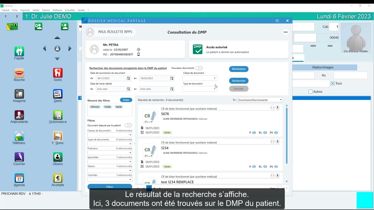 Comment consulter et récupérer les documents sur le dossier médical partagé (DMP) du patient ?