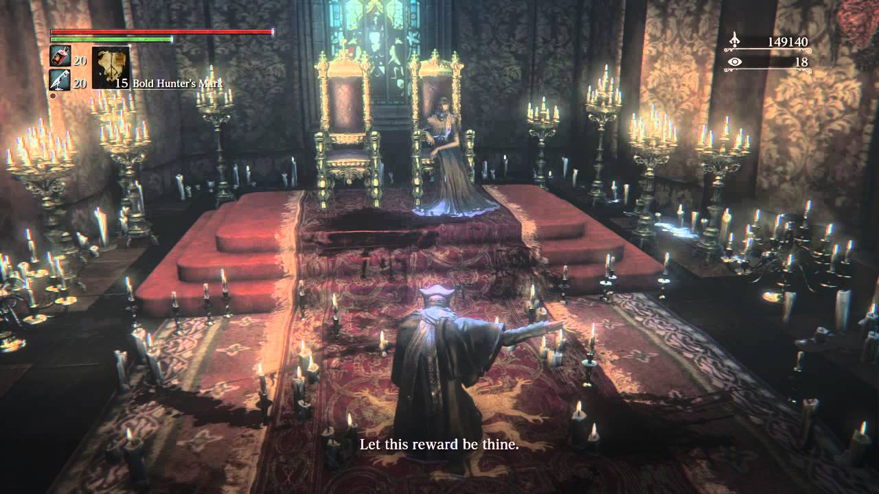 Bloodborne&trade; Logarius' Seat Returning Blood Dreg to Queen Annalise for Gesture PS4 Exclusive Gameplay