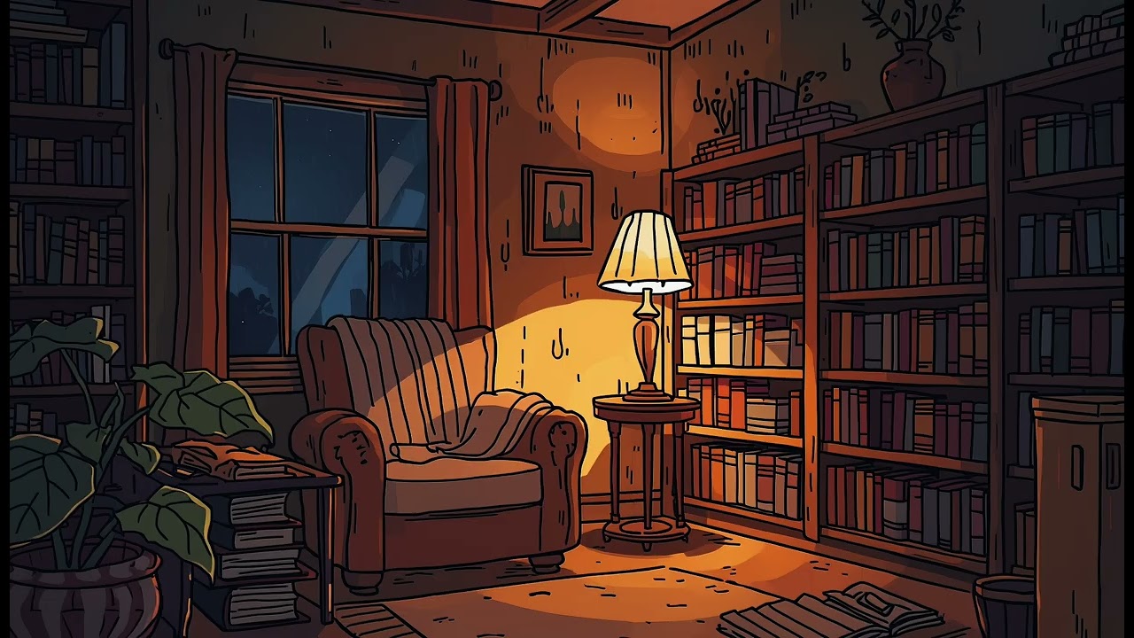Cozy Reading Room Rain at Night 🌧️ | Storybook Sleep Ambience | No Music | 3 Hours