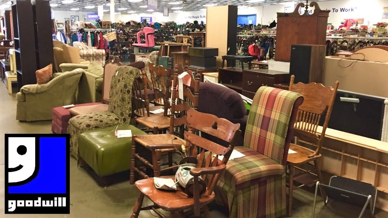 GOODWILL FURNITURE SOFAS ARMCHAIRS CHAIRS TABLES HOME DECOR SHOP WITH ME SHOPPING STORE WALK THROUGH