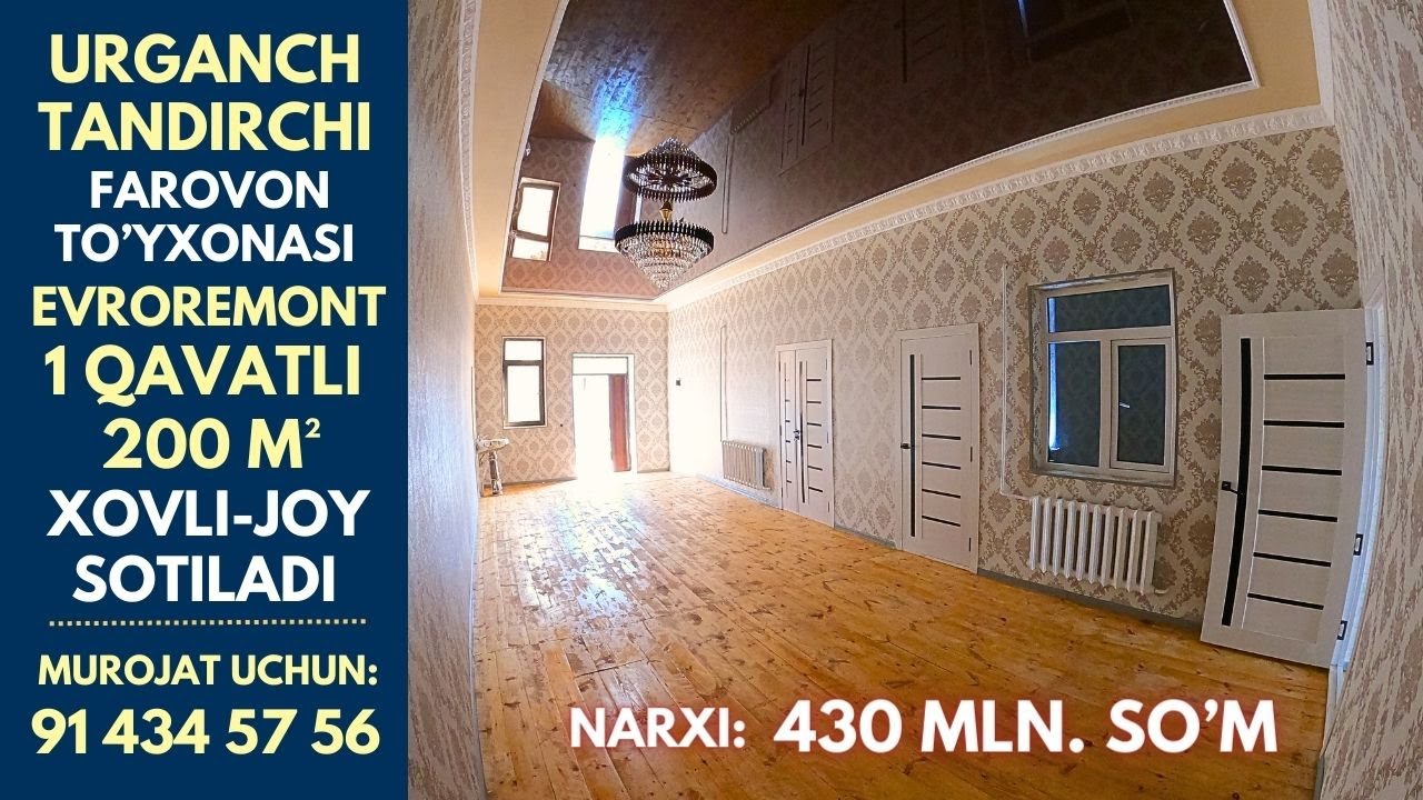 SOTILDI !!! Evroremont 1 qavatli 200 m² xovli-joy sotiladi#urganch