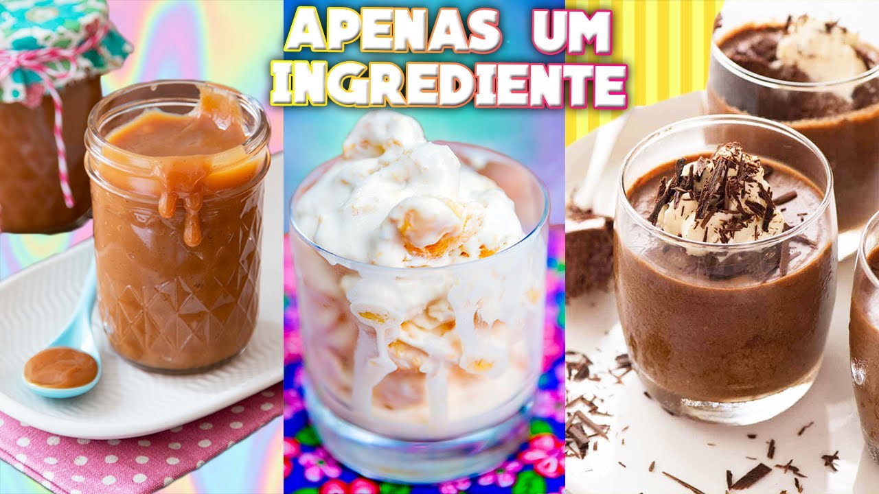 RECEITAS DOCES COM 1 ÚNICO INGREDIENTE😲 Fácil, rápido e gostoso