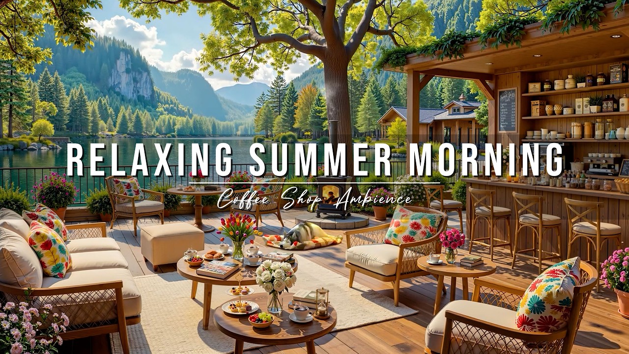 Relaxing Summer Morning Jazz at Outdoor Coffee Shop Ambience ☀️ Soft Jazz Music to Start Your Day