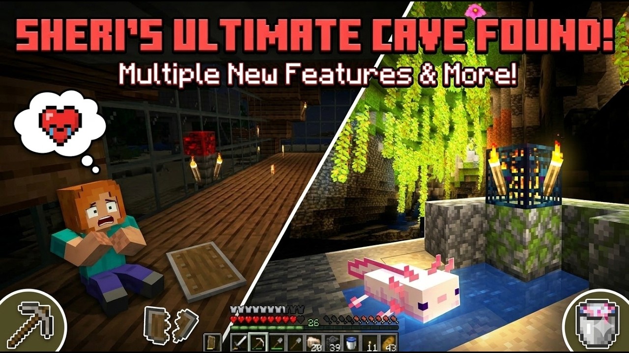 SHERI’S ULTIMATE CAVE FOUND! Axolotls, Spawners & Secret Crystals