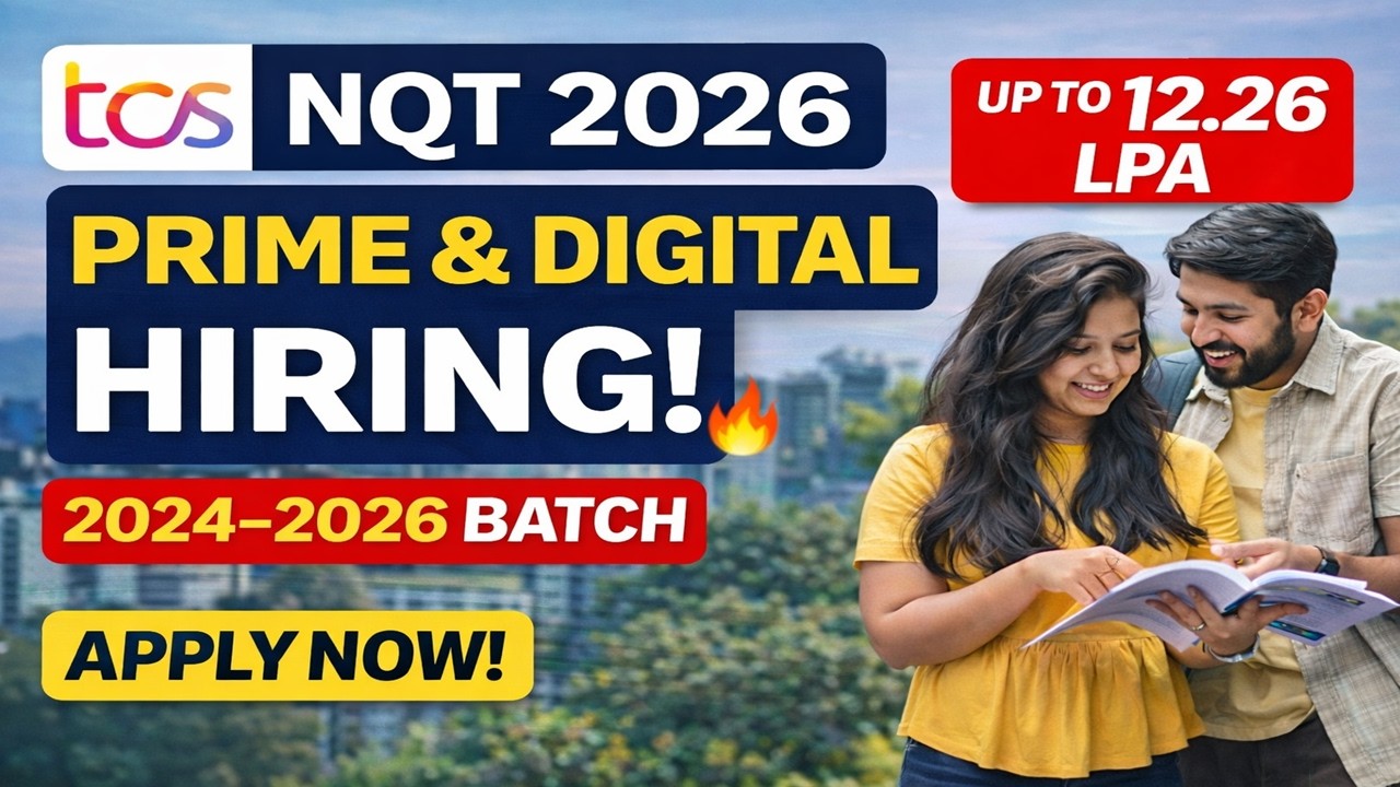 TCS NQT 2026 🔥 Prime & Digital Hiring | Salary Up to 12.26 LPA | 2024–2026 Batch #tcsnqt2026