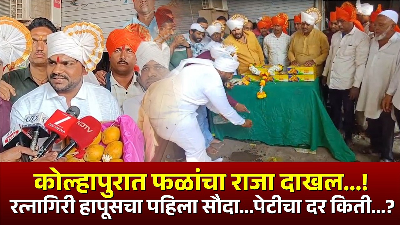 कोल्हापुरात फळांचा राजा दाखल...! रत्नागिरी हापूसचा पहिला सौदा...पेटीचा दर किती...? #kknews #mango
