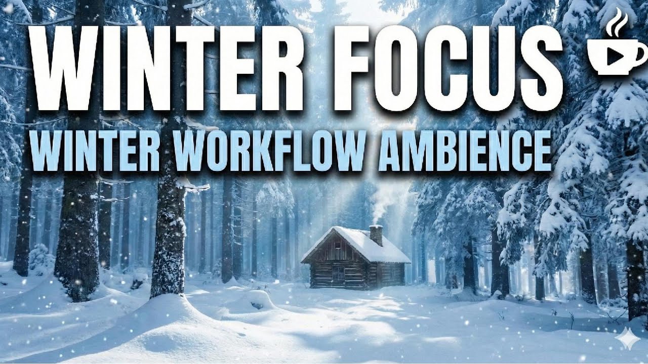 Winter Focus Ambience ❄️ | Cozy Snow Window & Fireplace Sounds [1 Hour]