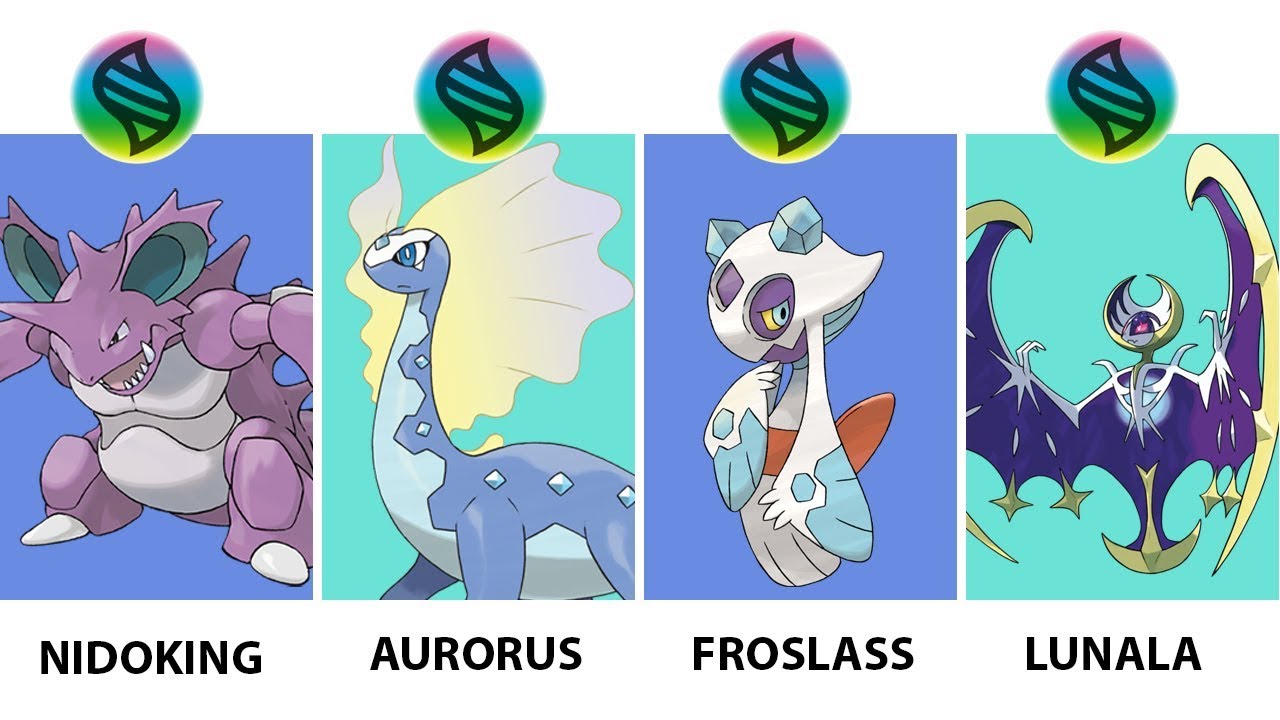 Pokemon Mega Evolution Nidoking, Aurorus, Froslass, Lunala