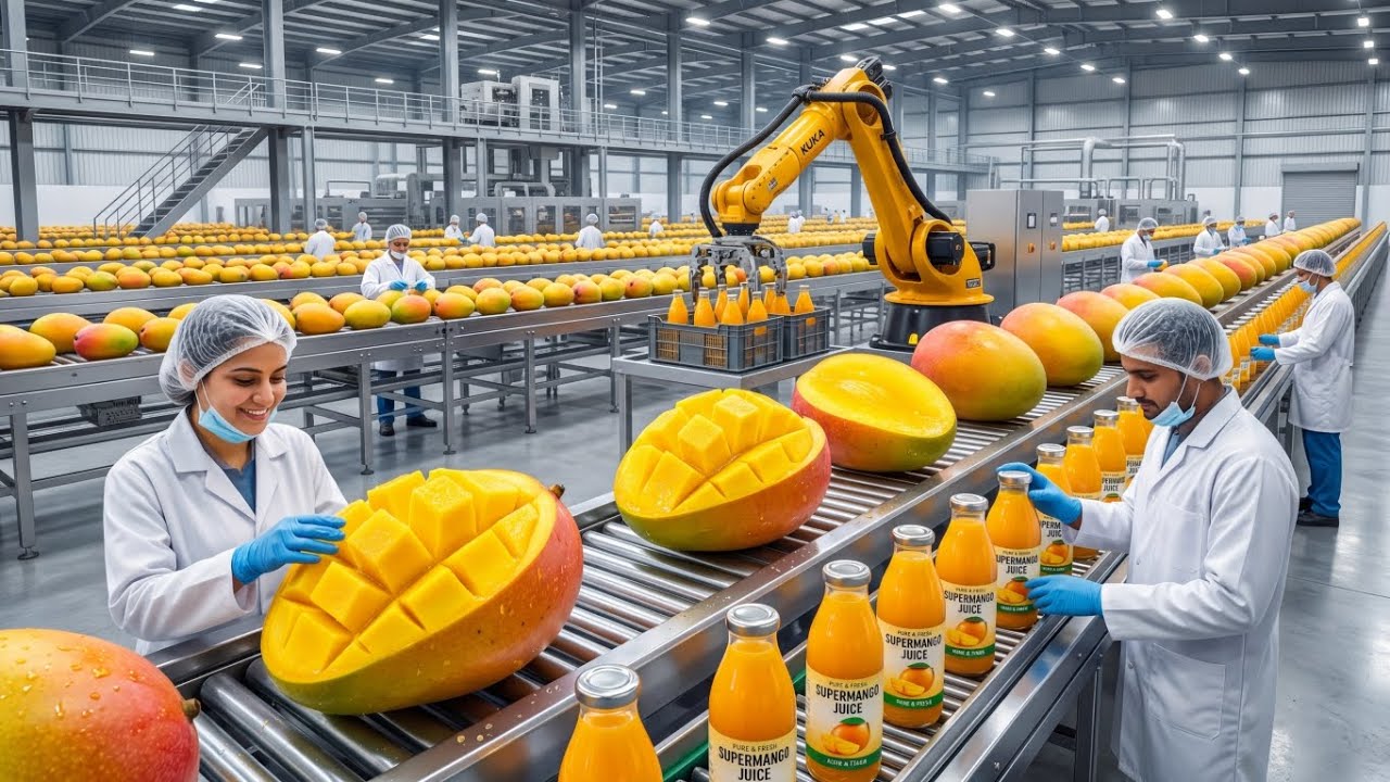 Inside a Giant Mango Juice Factory 🍹 | How Millions of Mangoes Become Juice | Mega Food Production
