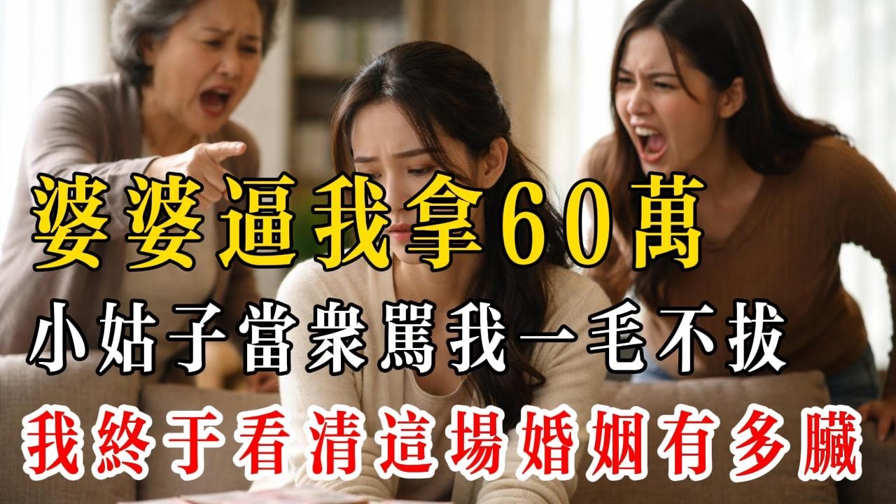 婆婆逼我拿 60 萬，小姑子當眾罵我一毛不拔，我終於看清這場婚姻有多骯髒