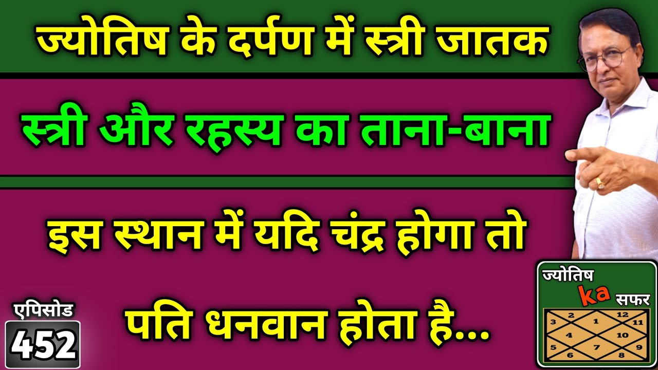 jyotish के दर्पण में स्त्री जातक ।। kundali में इस स्थान में यदि चंद्र होगा तो पति धनवान होता है...