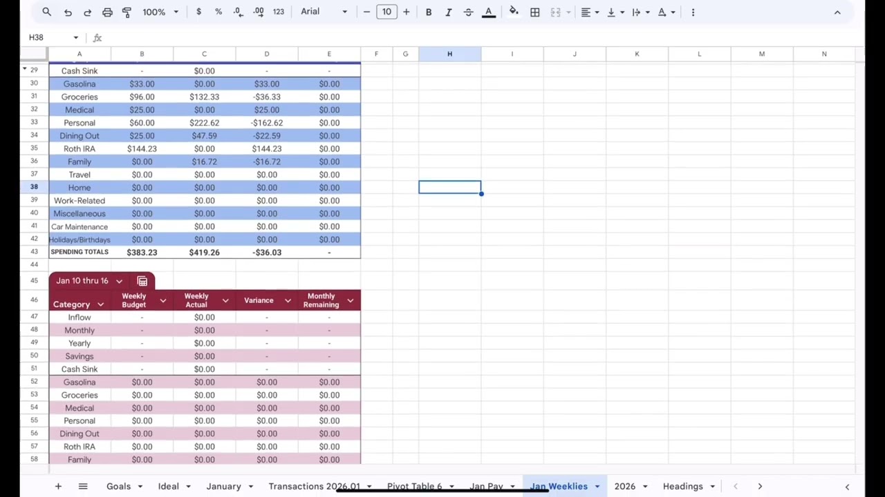 Weekly Budget Check-in | January Week 2 | 2026