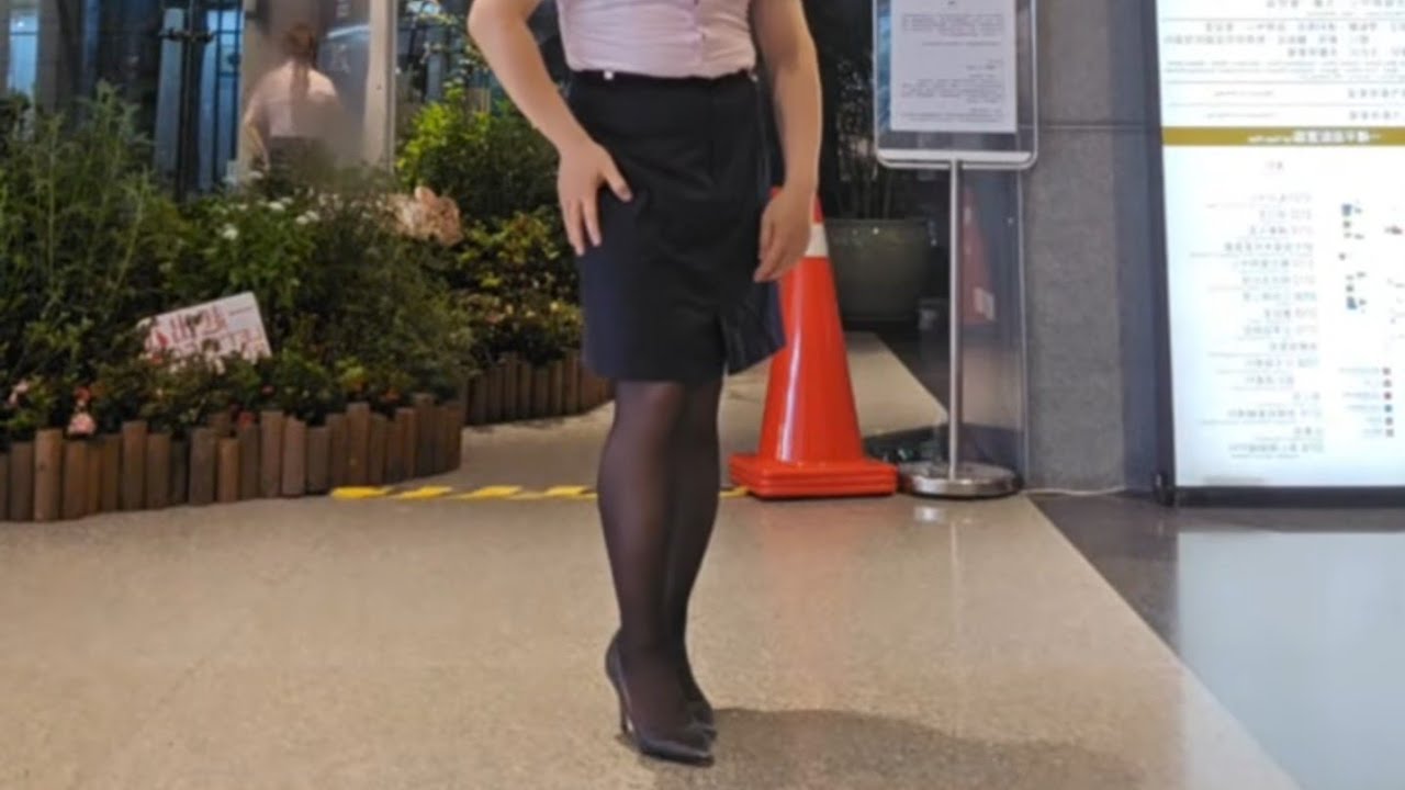crossdress OL black stocking high heel