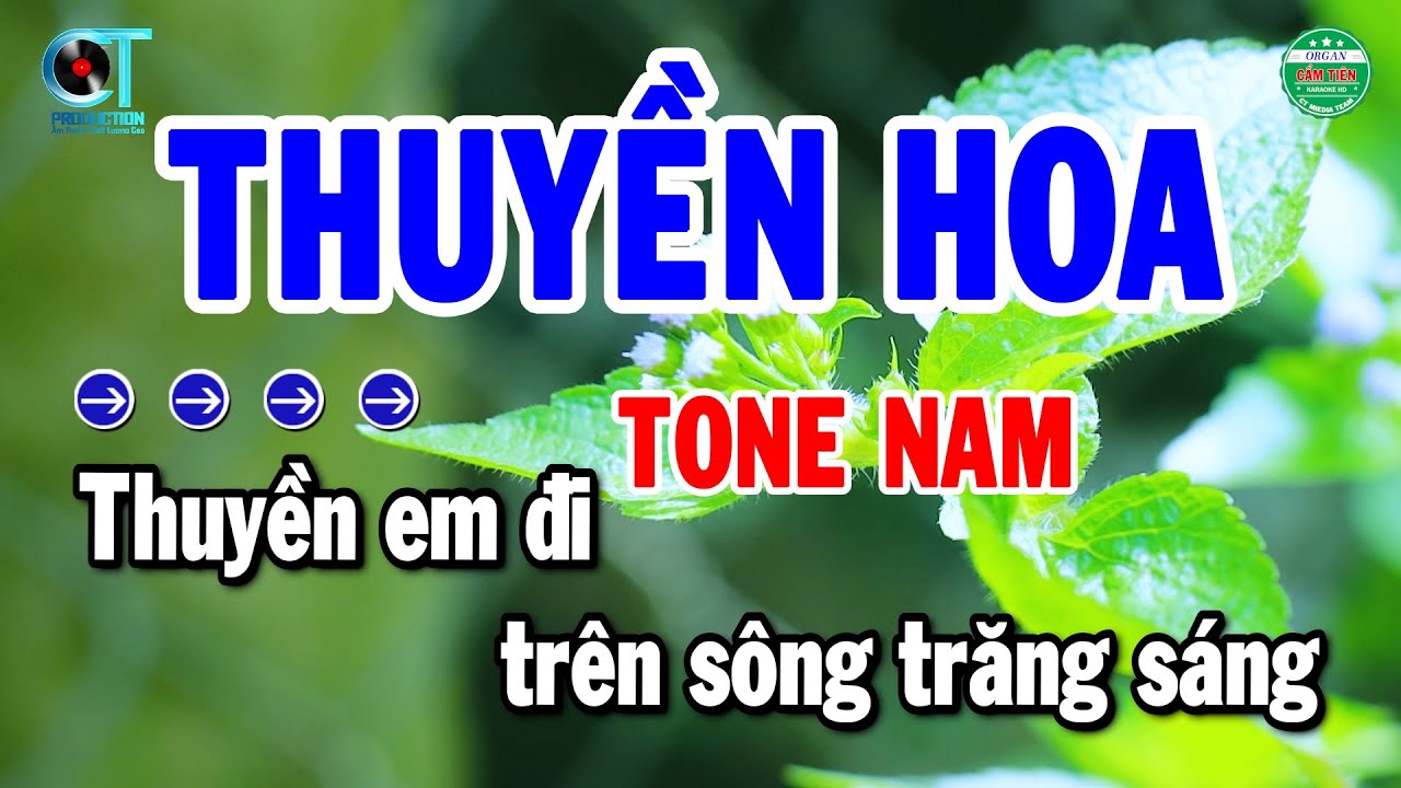 Karaoke Thuyền Hoa Tone Nam Nhạc Sống Cha Cha Hay Dễ Hát | Cẩm Tiên Organ