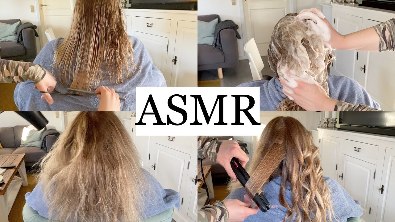 ASMR | 1.5 HOURS HAIR PLAY WITH MOM, PART 1-4 (haircut, hair wash, blow drying & hair styling