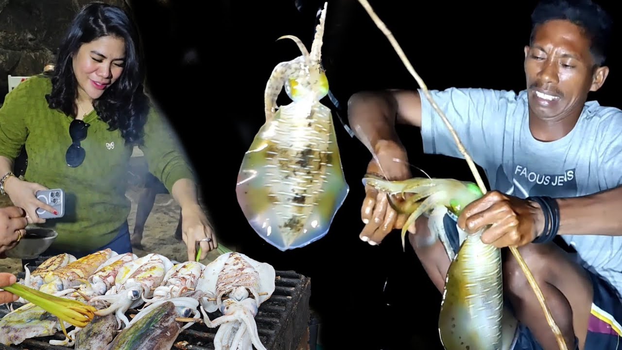 BANYAK ROMBONGAN CUMI JUMBO SAAT TERANG BULAN - Grilled Squid
