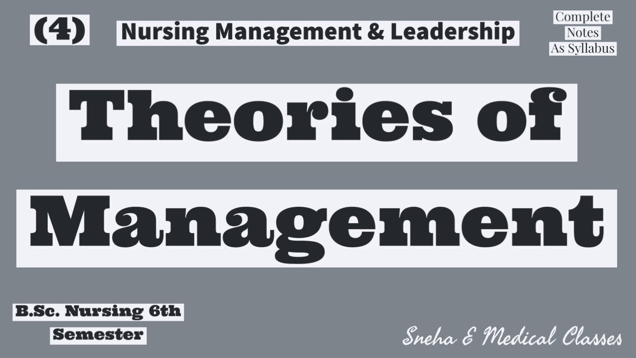 Theories of Management !! Nursing Management !! Hindi !!