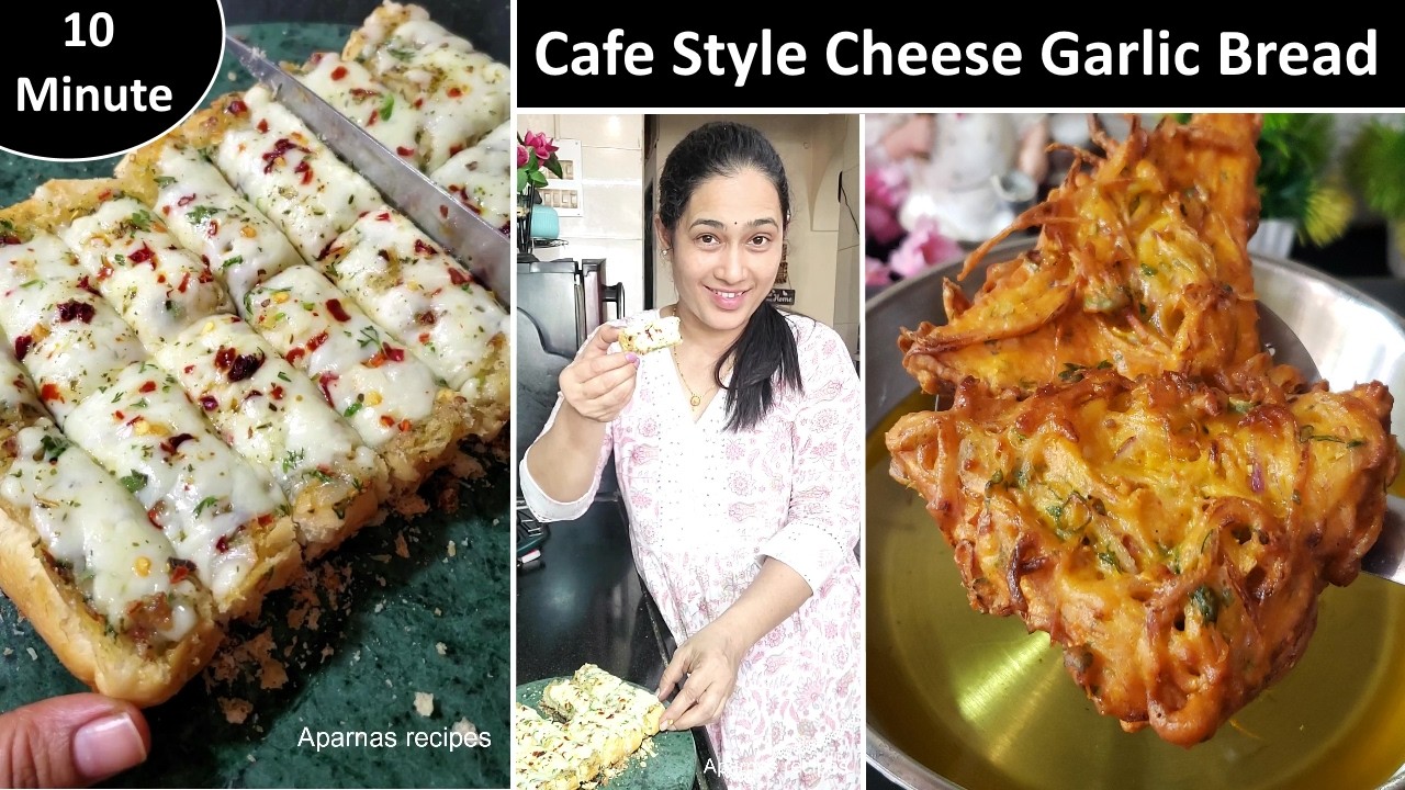 2 Instant Snacks Recipes | 10 Minute Cafe Style Cheese Garlic Bread | Onion Bread Pakoda | Iftar Rec