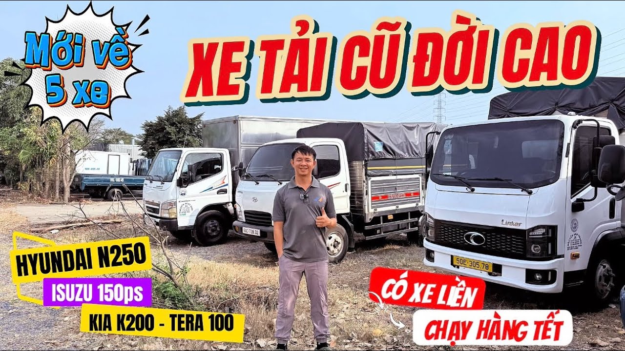 CẬP BẾN 5 CHIẾC XE TẢI CŨ ĐỜI CAO CÓ XE LIỀN CHẠY TẾT | HINO 5 TẤN - KIA K200 - TERA 100 - FUSO 4.99
