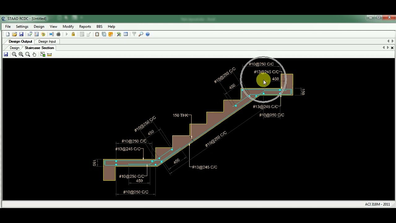 ETABS TO RCDC DESIGN OF U- TYPE STAIR CASE OFFICE BLDG.