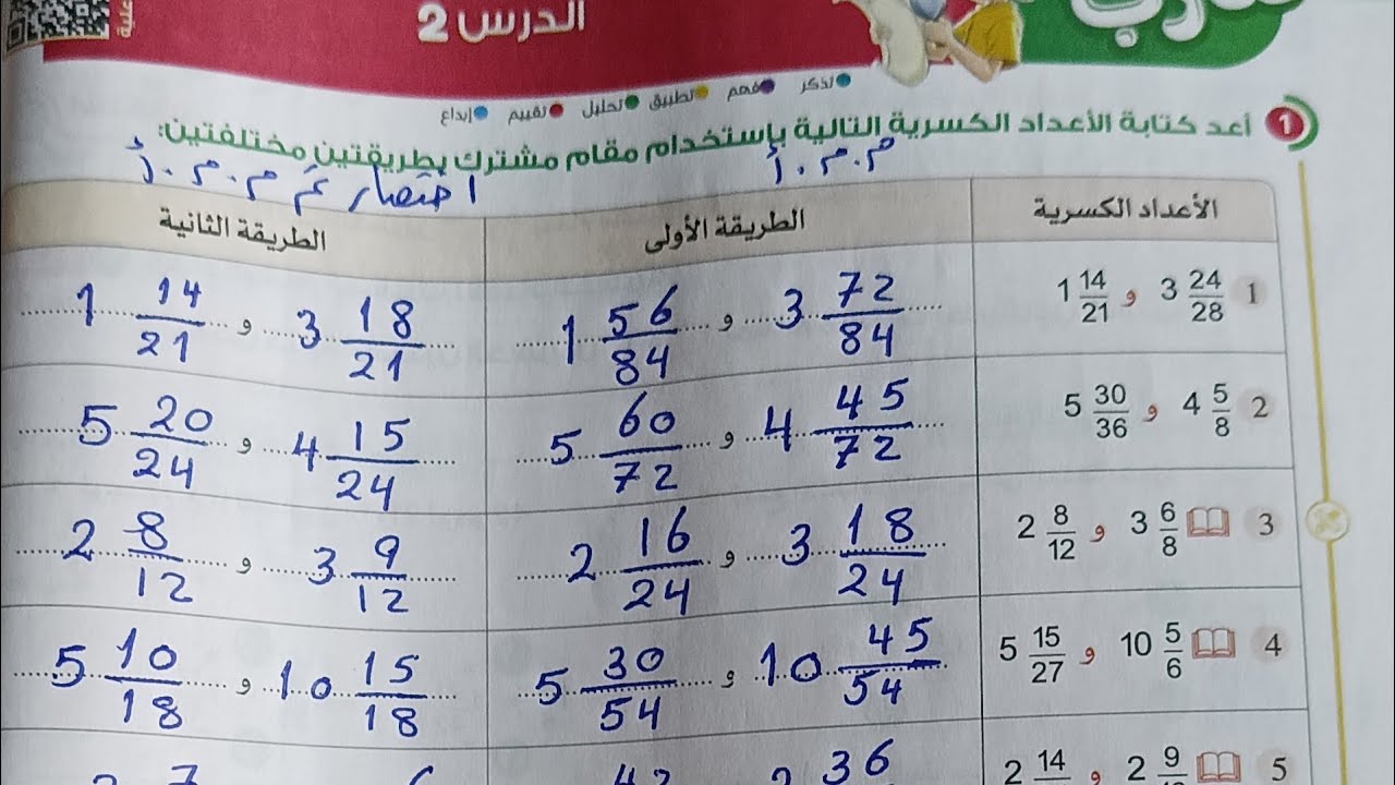حل تمارين صفحة 28،29 تدرب كتاب الاضواء رياضيات الصف الخامس الابتدائي الترم الثاني 2026