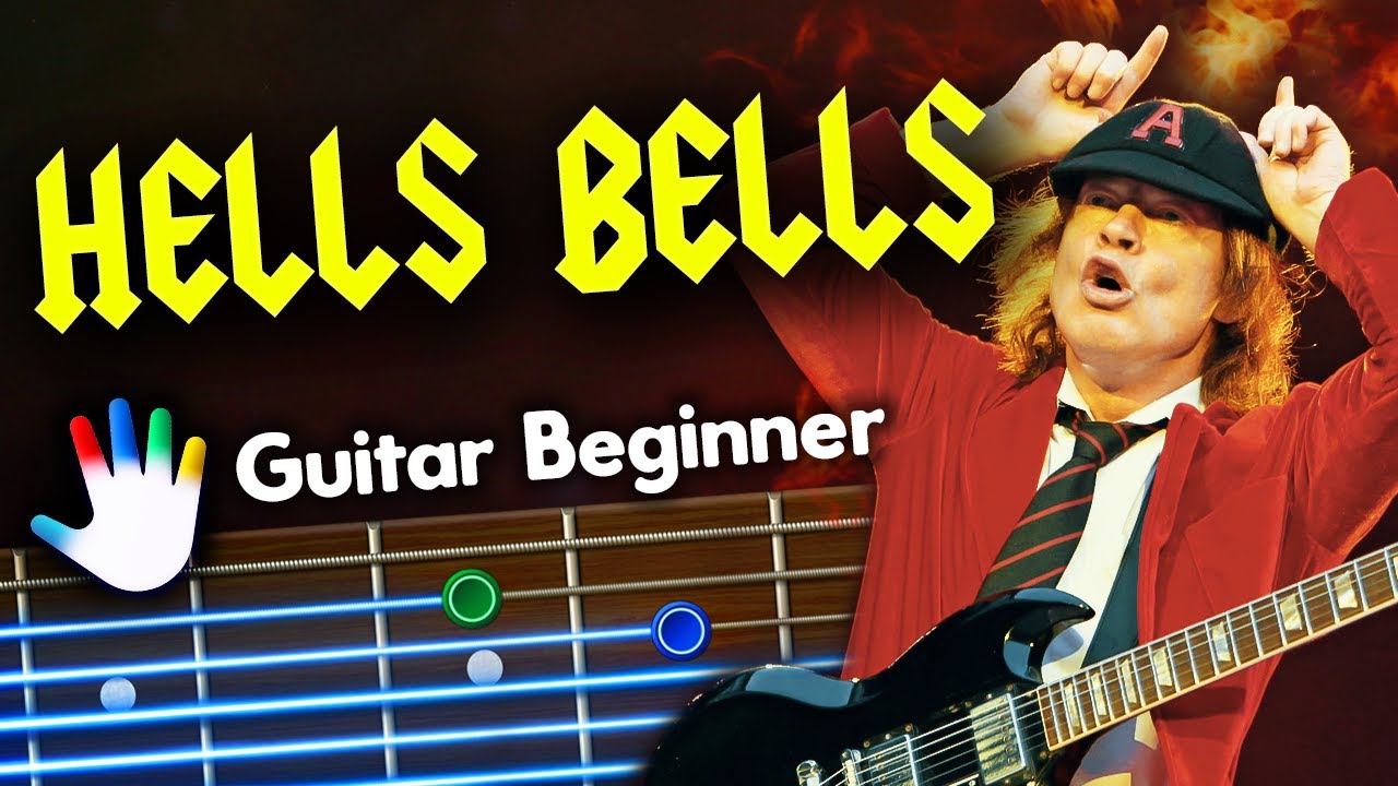 Hells Bells Guitar Lessons for Beginners ACDC Tutorial | Easy Chords + Lyrics + Backing Track