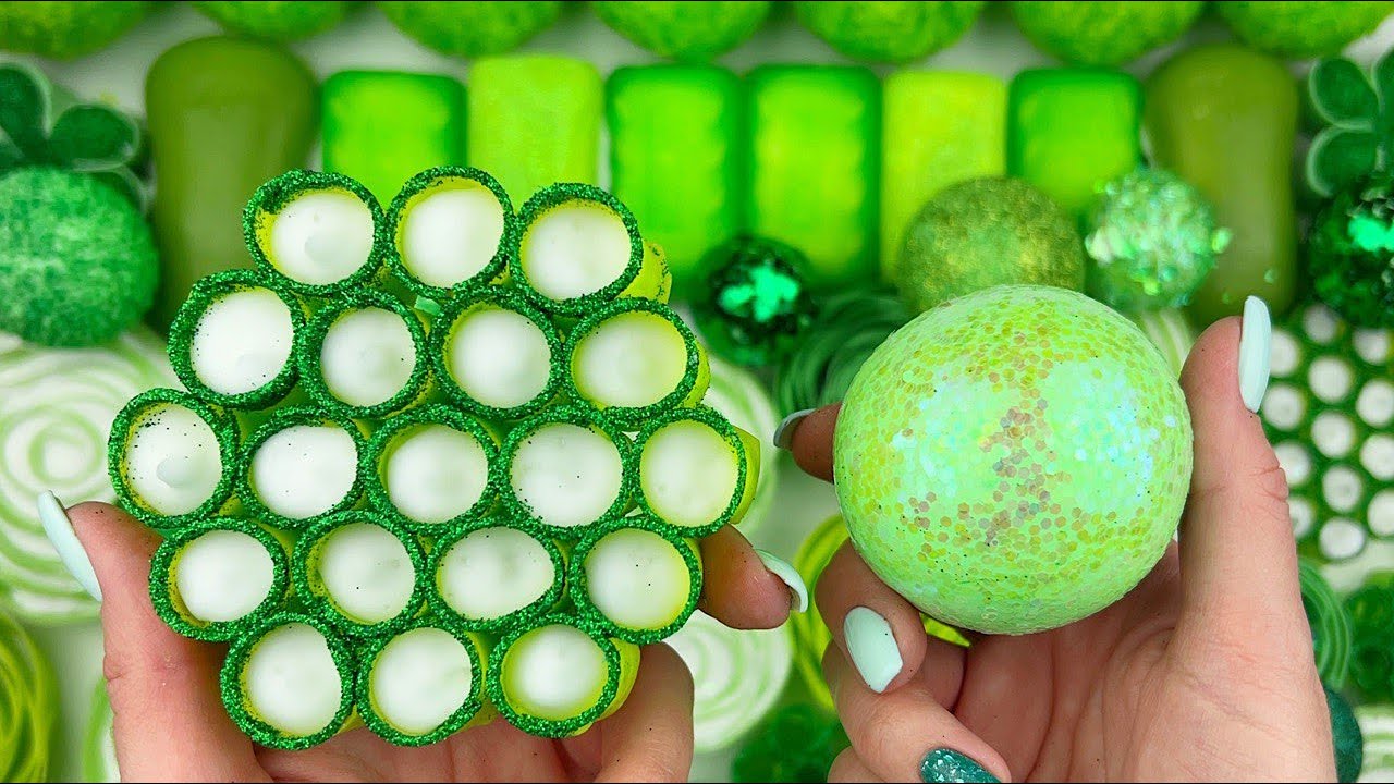 GREEN DAY★Clay cracking★Cutting cubes★Soap boxes with starch and foam ★Oddly satisfying ASMR video