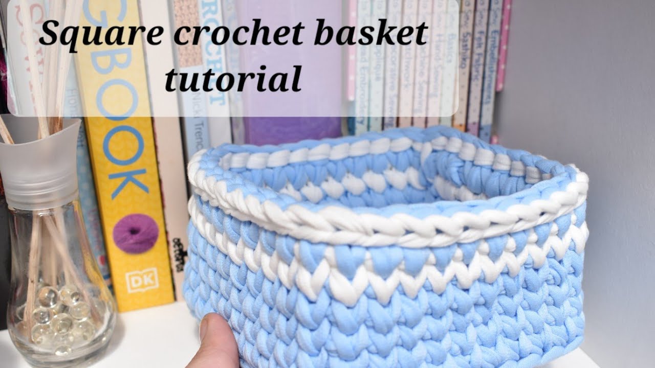 Easy square crochet basket tutorial How to cast on the square wooden base