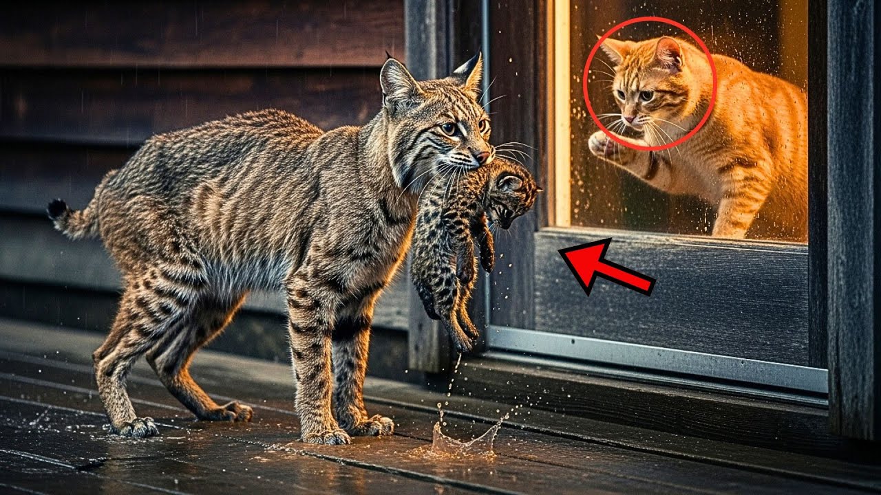 Starving Bobcat Mother Carries Her Dying Cub to Cat's Door – What Happened Next Will DESTROY YOU!