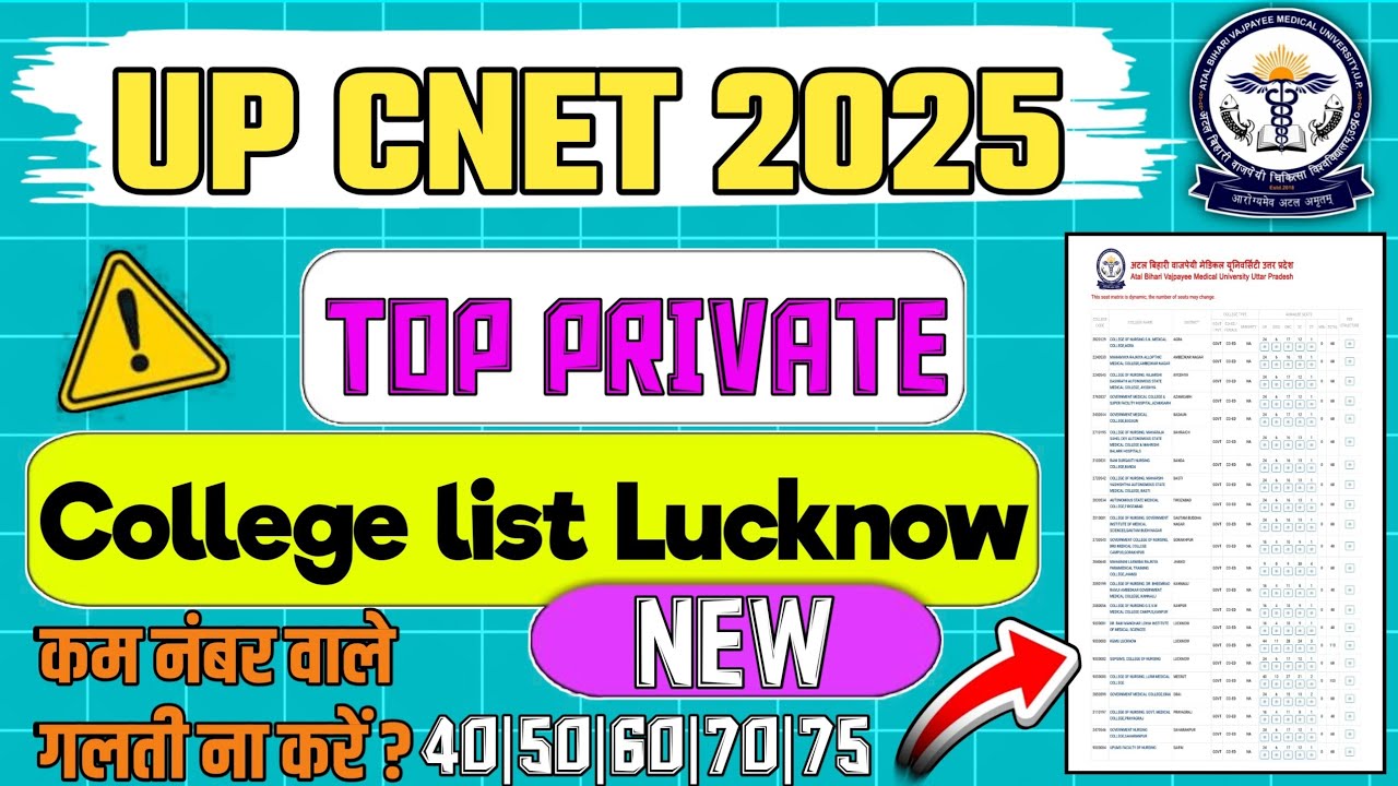 Up cnet top private colleges | private college list lucknow bsc nursing | abvmu | up cnet