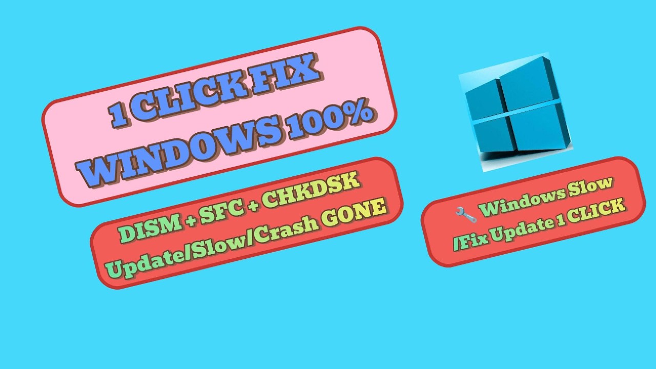 🔧 Windows Slow/Fix Update 1 CLICK | DISM+SFC+CHKDSK Full Repair 2026