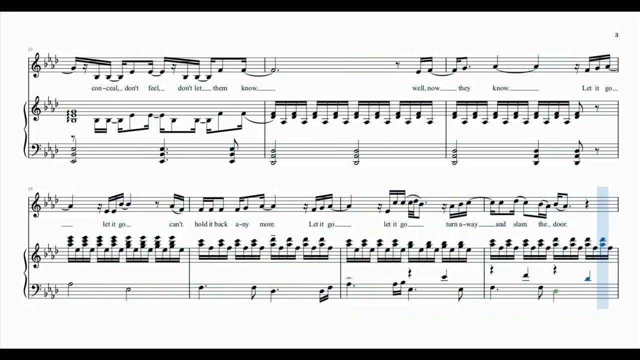Let it Go (Frozen) Sheet Music Karaoke/Sing Along Sheet Music