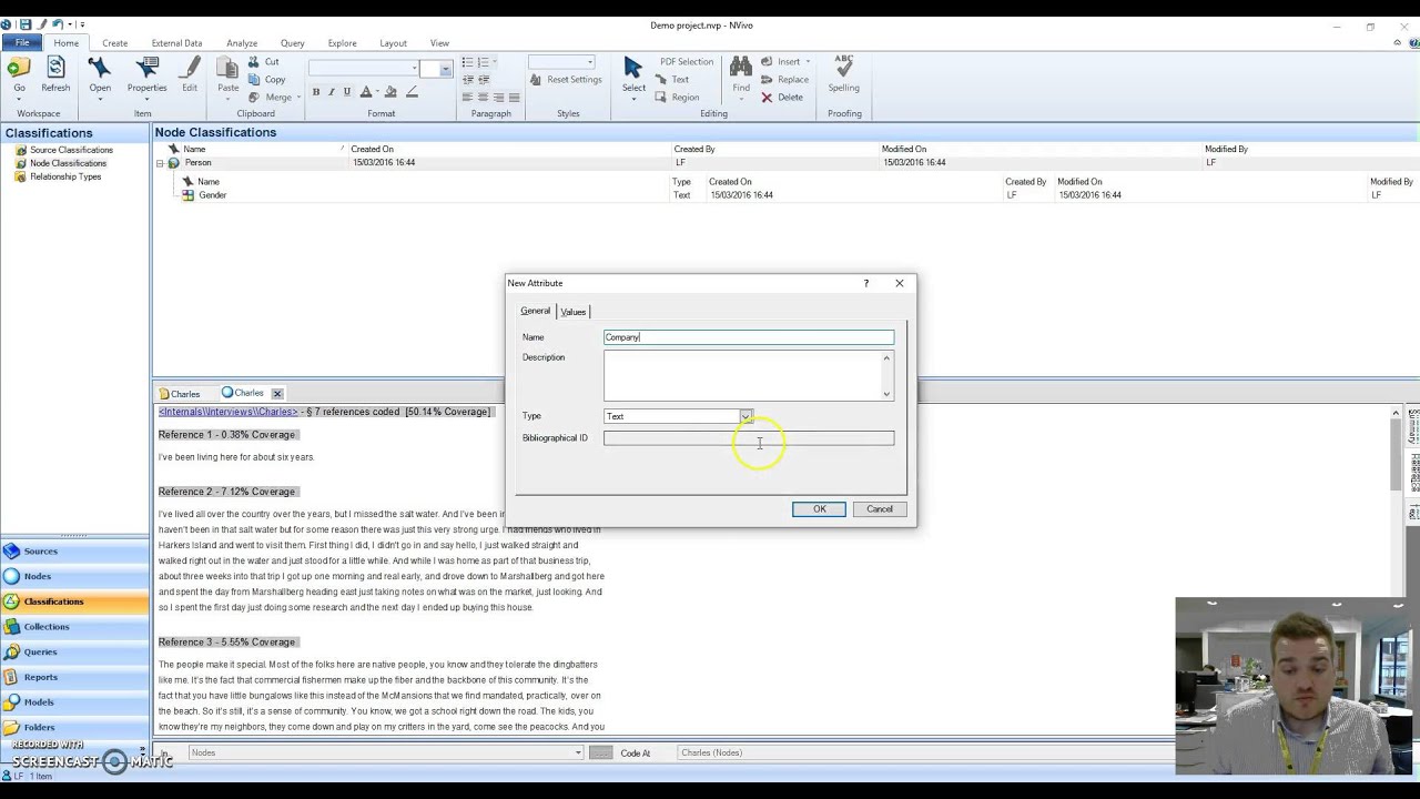 NVivo 5: Case nodes