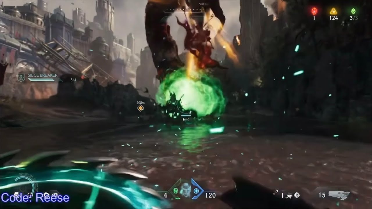 Parrying a Hell Tank shot to heavily damage a different enemy