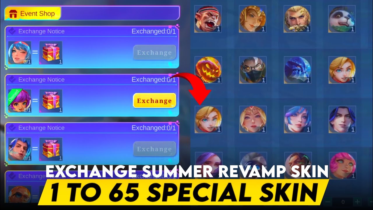 EXCHANGE SUMMER SKIN TO 1 - 65 SPECIAL SKIN OR 749 VALUE DIAMOND 