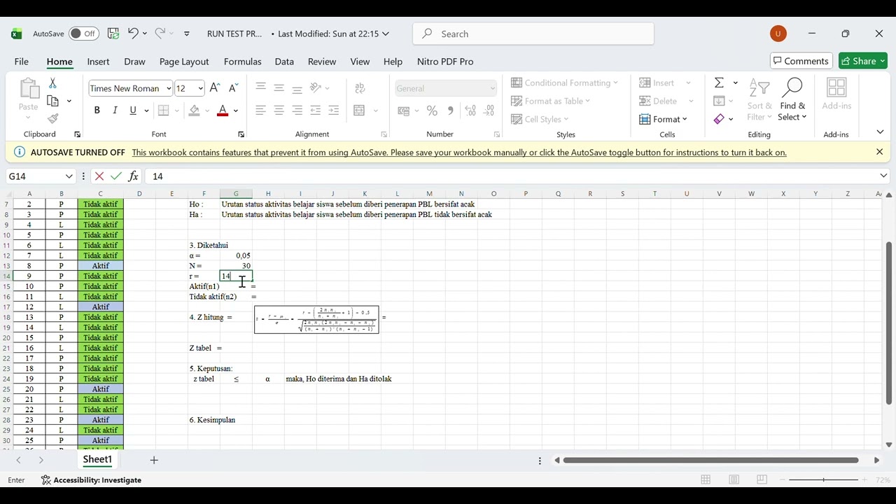 Proyek Video_Statistik NonParametrik_Run Test_Della Saskiya_5