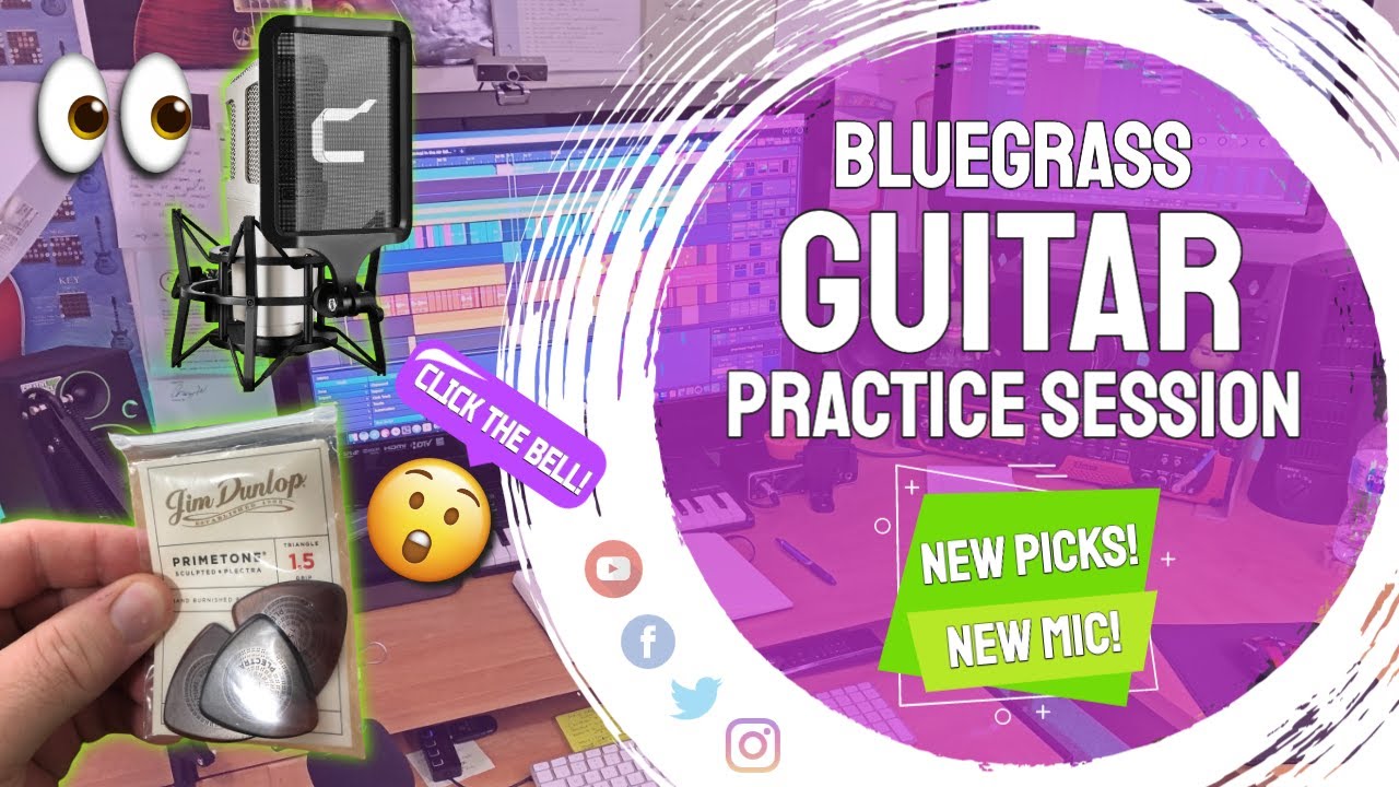💪 NEW GEAR! | Bluegrass Guitar Practice Session | Primetone Grip Picks & Comica STM01 Condenser Mic