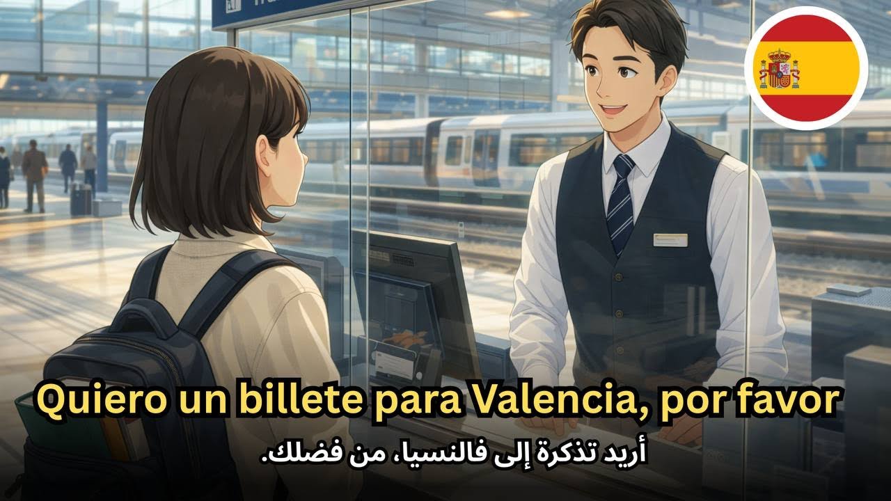 ابدأ بفهم الإسبانية بسهولة وسرعة | حوار شراء تذكرة القطار 🚆🇪🇸